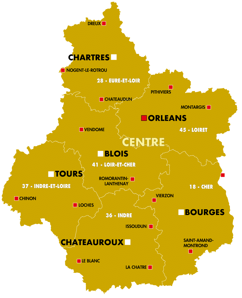 carte des régions centre val de loire