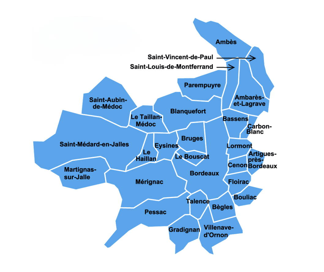 carte de Bordeaux et sa métropole Nos secteurs d'intervention